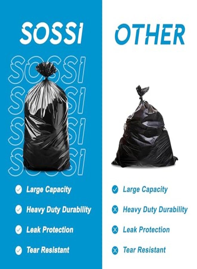 SOSSI أكياس قمامة SOSSI للنفايات اليومية/أكياس القمامة - للنفايات الجافة والرطبة | أسود متوسط الحجم - 19 × 21 بوصة، 120 كيسًا، 30 كيسًا/لفة، (عبوة من 4) - Image 3